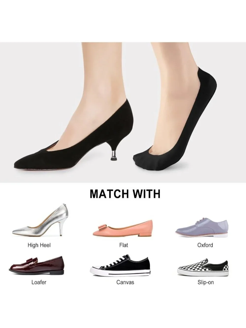 🧦Women's All Black No Show Socks Liner Ultra Low Cut Non Slip Socks for Flats